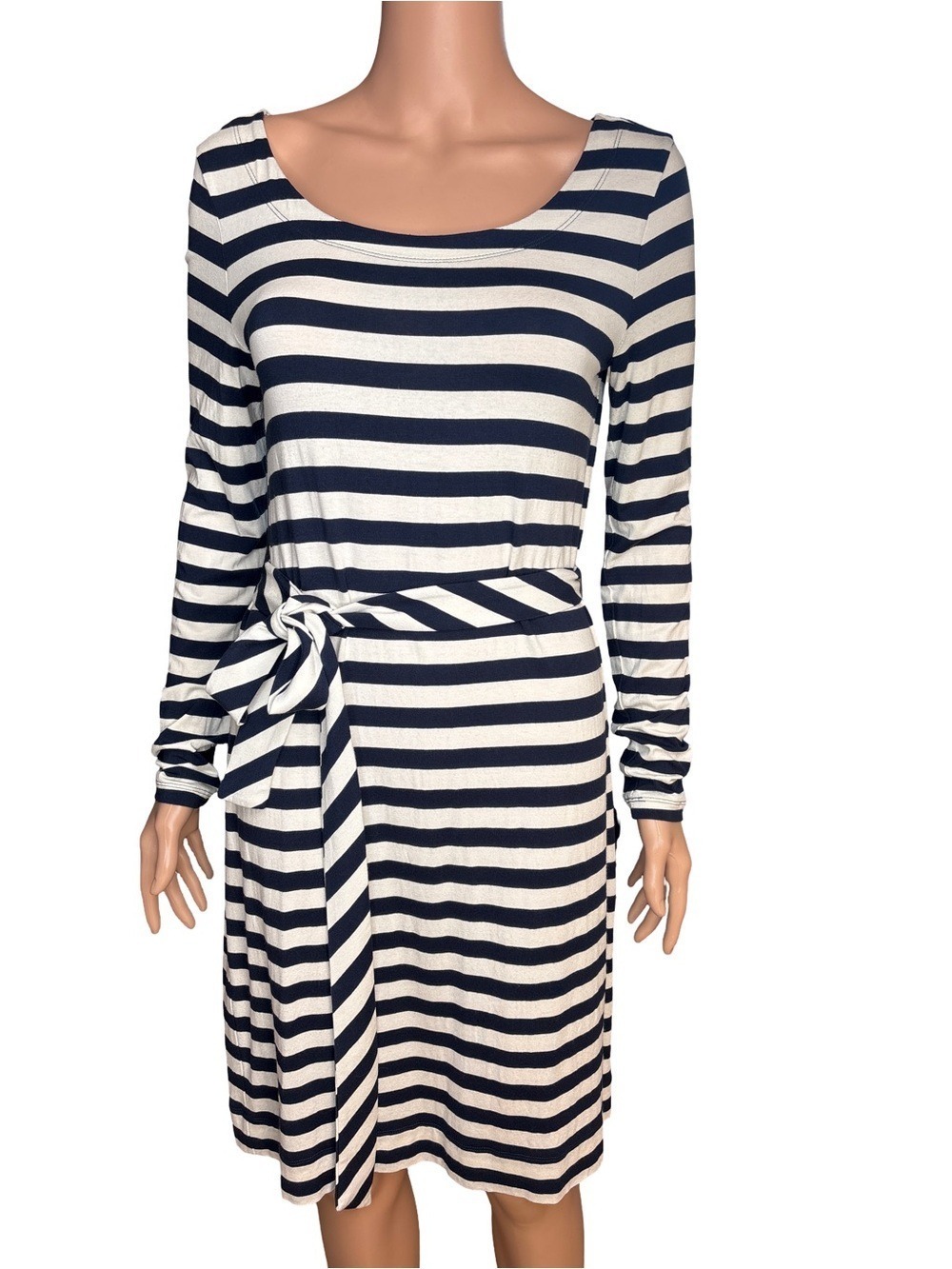 Banana Republic Navy Striped Tie-Waist Dress Small